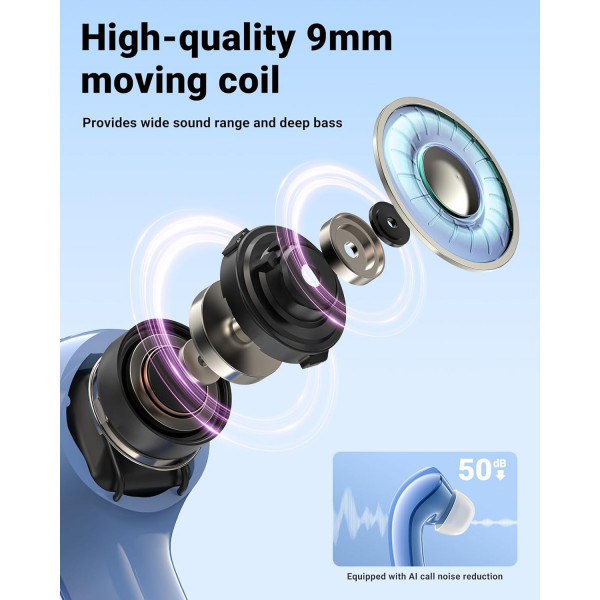 Фото - Навушники вкладиші бездротові TWS AceFast T9 glacier blue (6974316282525)