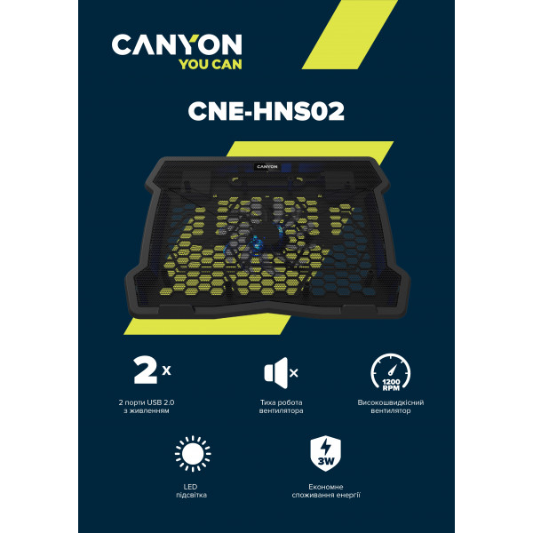 Фото - Підставка під ноутбук Canyon NS02 Cooling stand (CNE-HNS02)