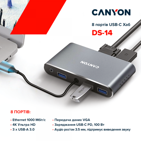 Фото - Хаб USB Canyon CNS-TDS14