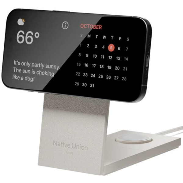 Фото - Бездротовий зарядний пристрій Native Union Rise 3-in-1 Qi2 Wireless Charger Sandstone (RS-3IN1-SAN-INT)