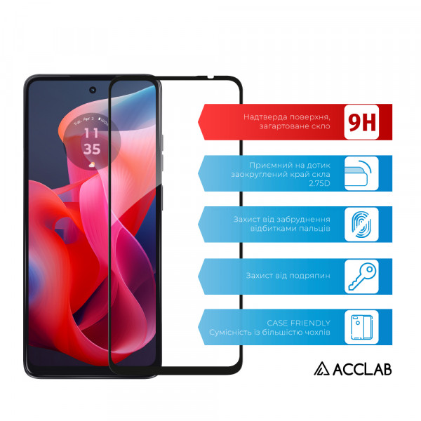 Фото - Захисне скло для смартфону ACCLAB Full Glue for MOTO G24/G34 Black (1283126590016)
