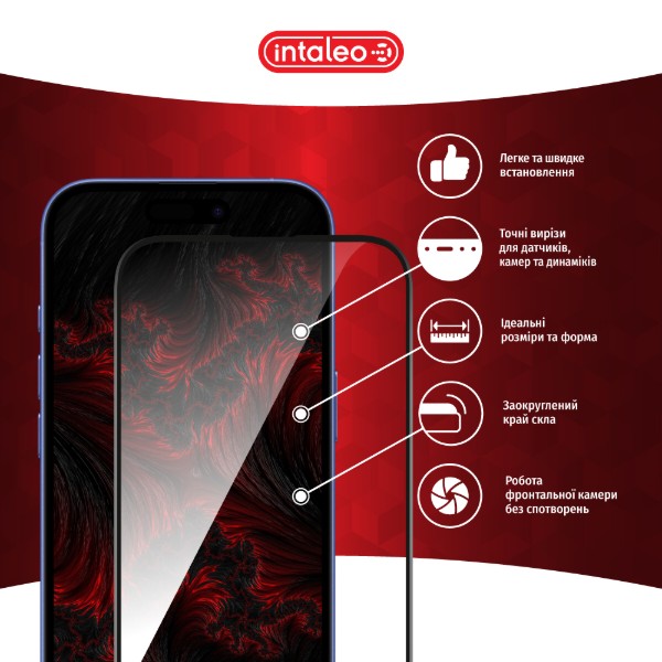 Фото - Защитное стекло для смартфона Intaleo Full Glue for Apple iPhone 16 Black (1283126593789)