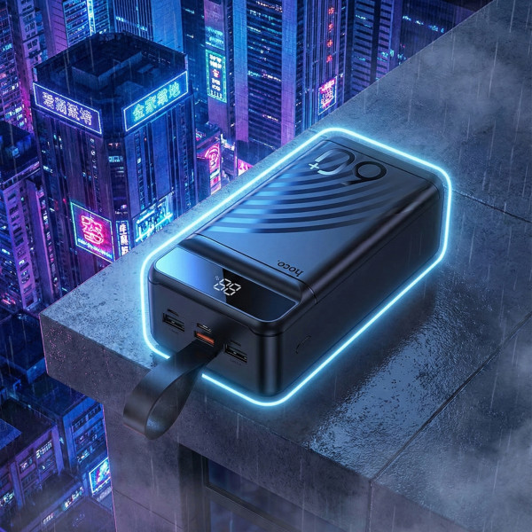 Фото - Батарея мобільна HOCO J123C Element PD20W+LCD+LED Lamp 60000 mAh Black (714736)