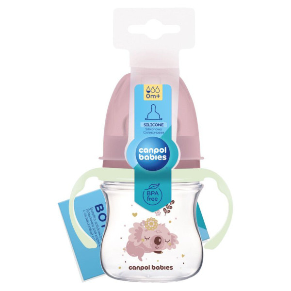 Фото - Пляшка для годування Canpol babies з широким отвором антиколікова Easystart Sleepy Koala 120 мл рожева (35/236_pin)