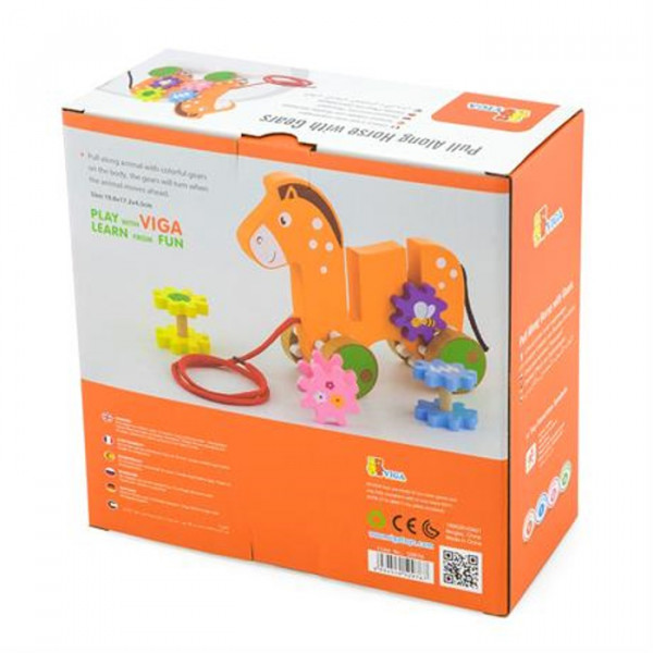 Фото - Каталка Viga Toys Коник із шестерінками (50976)