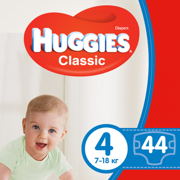 Фото - Одноразовые подгузники Huggies Classic Размер 4 (7-18 кг) Jumbo, 44 шт.
