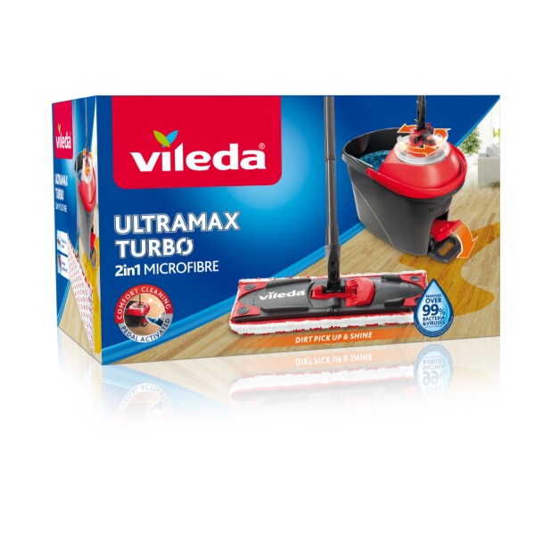 Фото - Набір для прибирання Vileda Ultramax Turbo Швабра та відро з віджимом (4023103206236)