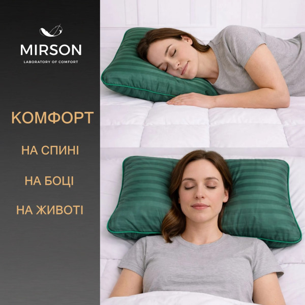 Фото - Подушка ортопедична MirSon №4025 Satin Stripe 30-0017 Green Women (2200006422358)
