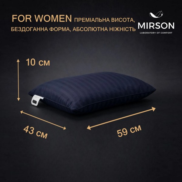 Фото - Подушка ортопедична MirSon №4029 Satin Stripe 30-0021 Dark Blue Women (2200006422396)