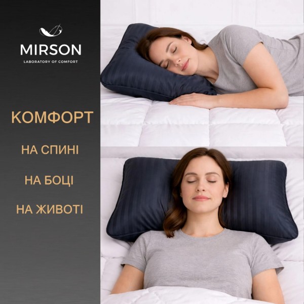 Фото - Подушка ортопедична MirSon №4029 Satin Stripe 30-0021 Dark Blue Women (2200006422396)