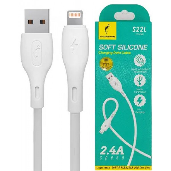 Фото - Кабель синхронізації даних SkyDolphin S22L Soft Silicone USB-Lightning 1m White (USB-000599)