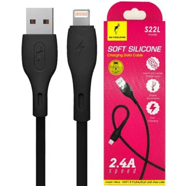 Фото - Кабель SkyDolphin S22L Soft Silicone USB-Lightning 1m Black (USB-000601)