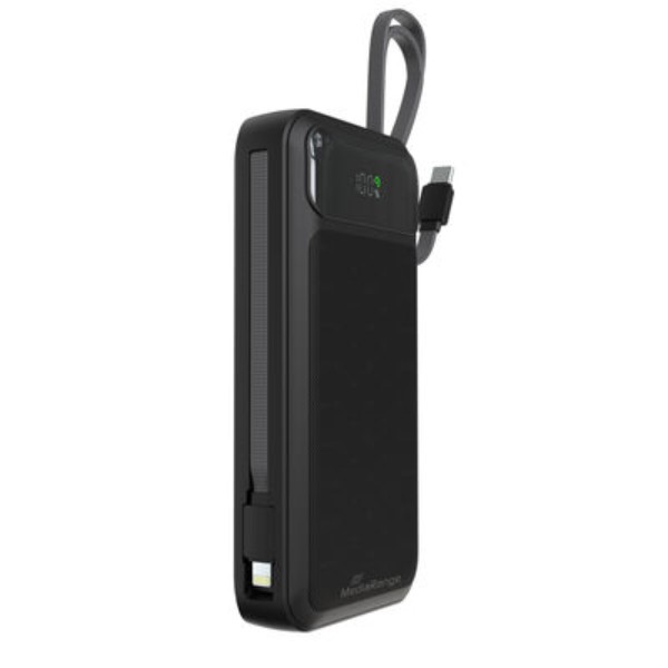 Фото - Батарея мобильная MediaRange Powerbank 20.000 mAh, USB-C, Lightning Charging Cables, Black (MRMA756)