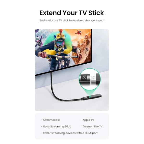 Фото - Кабель HDMI UGREEN HD151 8K Male to Female Extension Cable 0.5m Black (40400)
