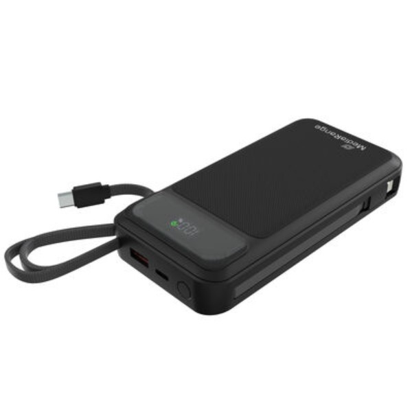 Фото - Батарея мобильная MediaRange Powerbank 20.000 mAh, USB-C, Lightning Charging Cables, Black (MRMA756)