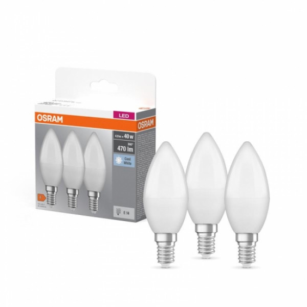 Фото - Лампочка світлодіодна Osram LED E14 4.9Вт 4000К 470Лм B40 3 шт. (4058075429680)
