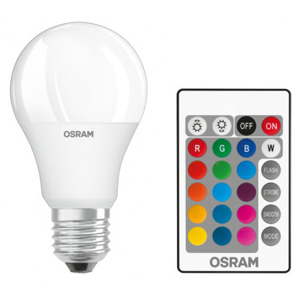 Фото - Лампочка світлодіодна Osram LED A60 9W 806Lm 2700К+RGB E27 пульт ДУx2 (4058075430891)