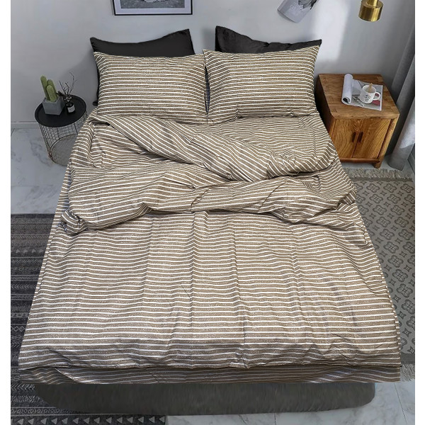 Фото - Комплект постільної білизни Zastelli 140-141 реверс Смужки латте бязь 145х210 Бежевий (21408)