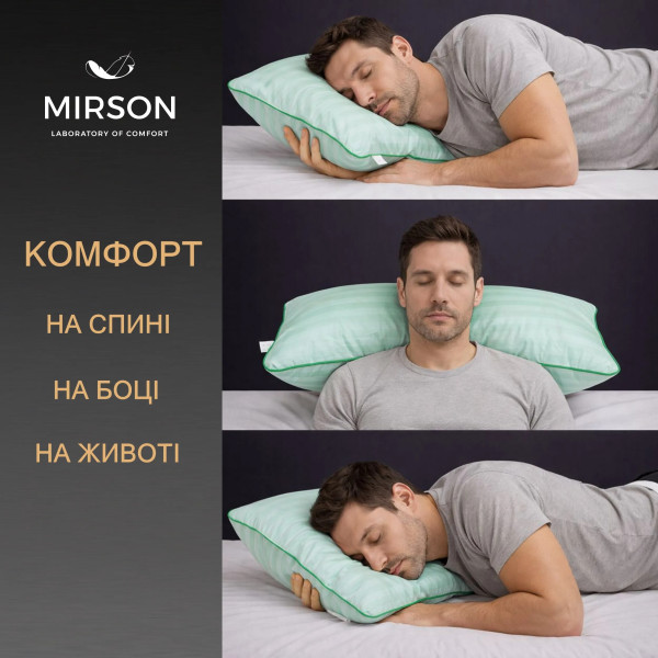 Фото - Подушка ортопедическая MirSon №4077 Satin Stripe 30-0013 Azure MEN (2200006422884)
