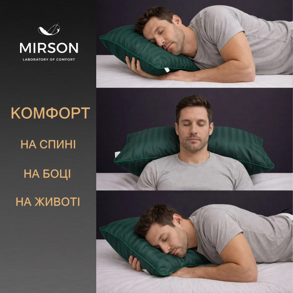 Фото - Подушка ортопедическая MirSon №4081 Satin Stripe 30-0017 Green MEN (2200006422938)