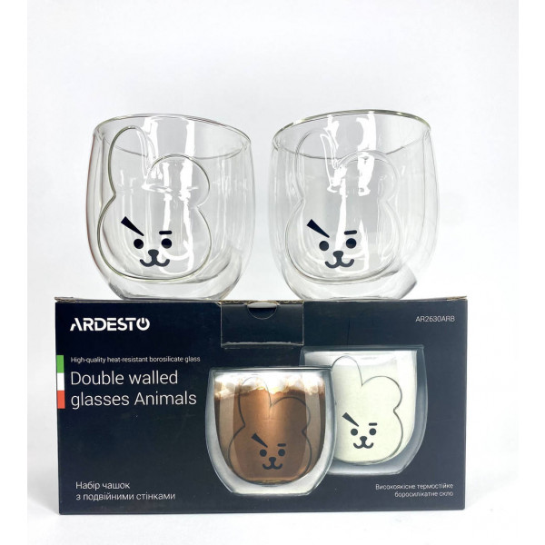 Фото - Набір склянок з подвійними стінками Ardesto Animals 300 мл 2 шт. (AR2630ARB)