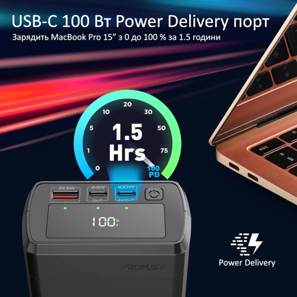 Фото - Мікропошкодження - Батарея мобільна універсальна Promate Powermine-130 38000mAh Black
