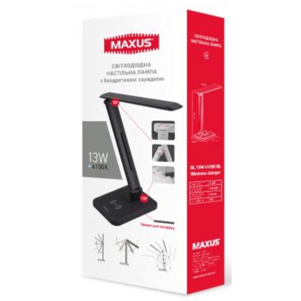 Фото - Настільна лампа Maxus DL 13W 4100K BL Wireless charger (1-MDL-13W-BLQi)