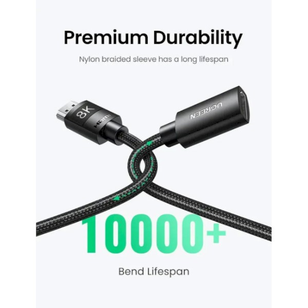Фото - Кабель HDMI UGREEN HD151 8K Male to Female Extension Cable 0.5m Black (40400)