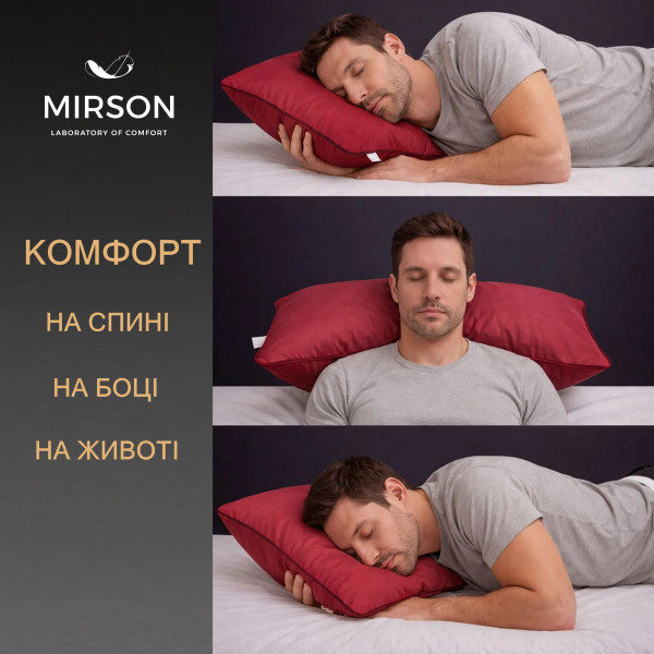 Фото - Подушка ортопедична MirSon №4103 Delicate satin 0847 Tomato MEN (2200006423171)