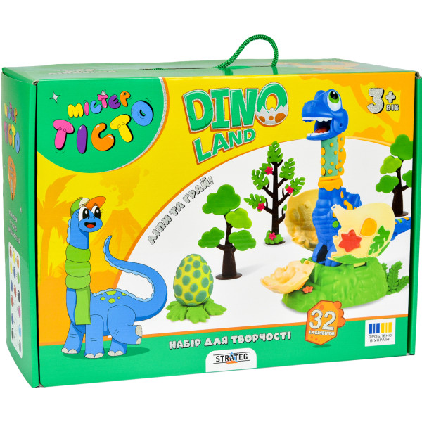 Фото - Лепка из теста Strateg Мистер тесто Dino Land на украинском языке (41035)