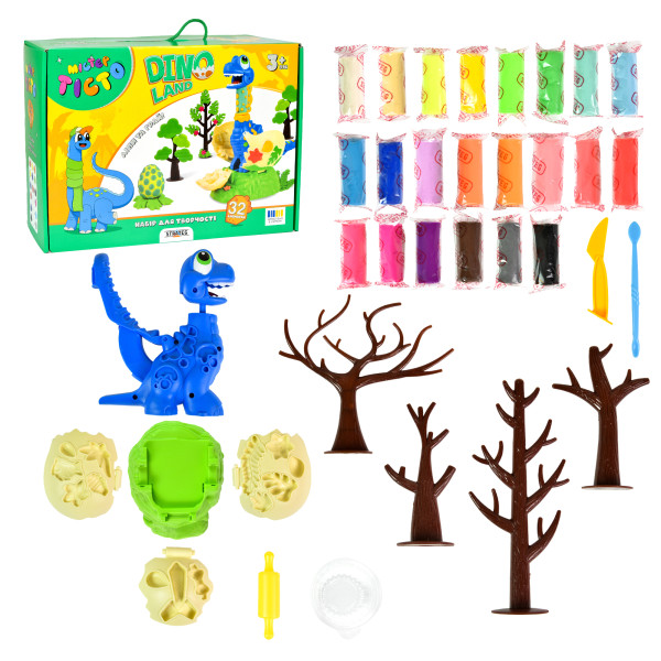 Фото - Лепка из теста Strateg Мистер тесто Dino Land на украинском языке (41035)