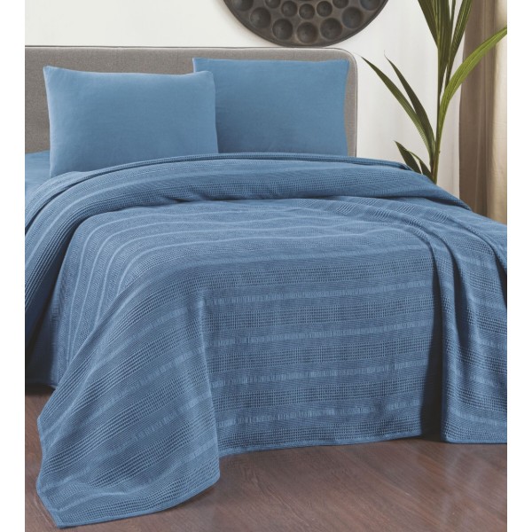 Фото - Покрывало двуспальное Zastelli Blue Waffle 200х220 см (21621)