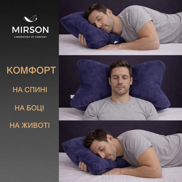 Фото - Подушка ортопедическая MirSon №4110 28-0006 Navy blue Velvet MEN (2200006423249)