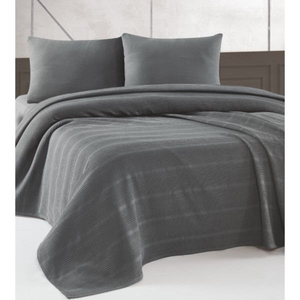 Фото - Покривало полуторне Zastelli Dark Gray Waffle 160х220 см (21615)