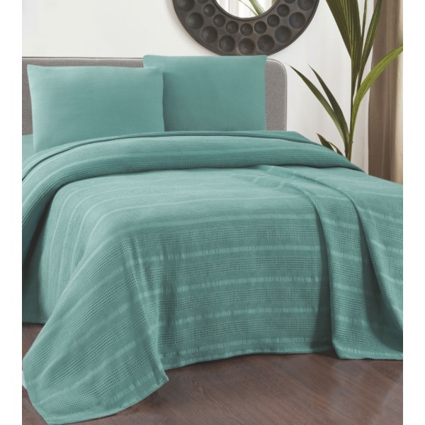 Фото - Покрывало полуторное Zastelli Green Waffle 160х220 см (21614)