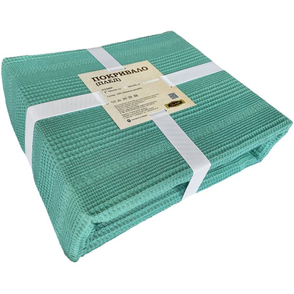 Фото - Покрывало полуторное Zastelli Green Waffle 160х220 см (21614)
