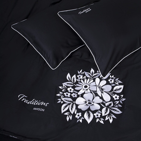 Фото - Комплект постільної білизни MirSon Сатин ELIT 0055 Black Pearl "Traditions" 175х210 (2200008706166)