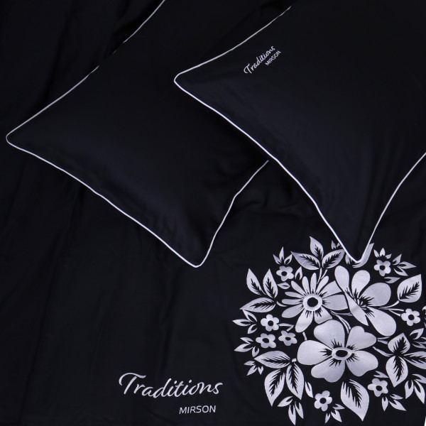 Фото - Комплект постільної білизни MirSon Сатин ELIT 0055 Black Pearl "Traditions" 175х210 (2200008706166)