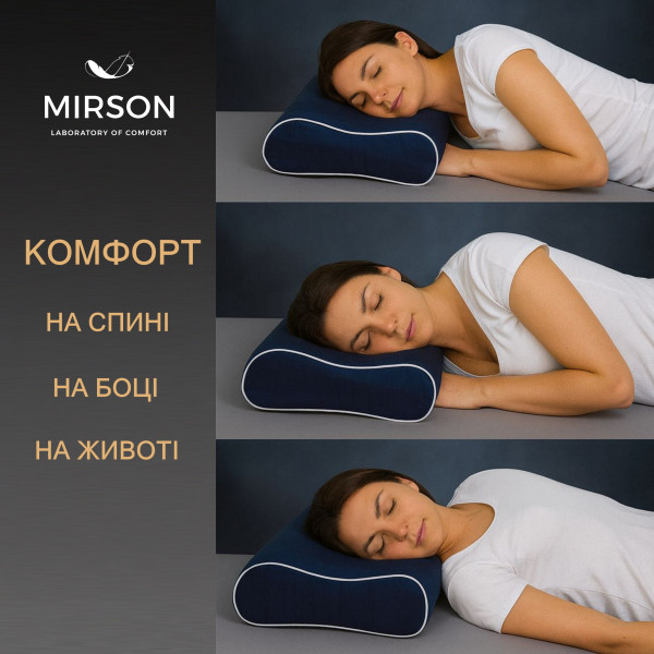 Фото - Подушка ортопедическая MirSon №4118 Noble Stripe Blue Sea 49х32х10.5 см (2200006423324)