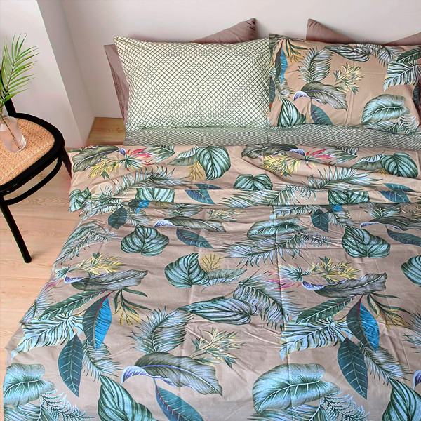 Фото - Комплект постільної білизни Zastelli Y20960 beige/Green Revers бязь 145х210 (20474)