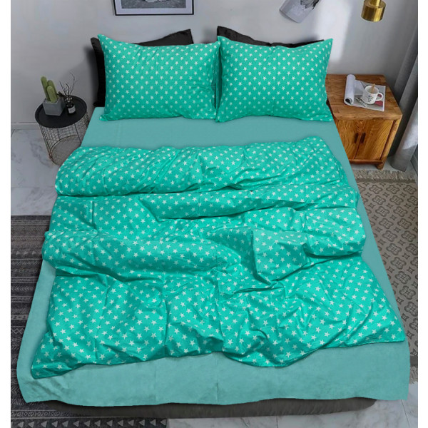 Фото - Комплект постільної білизни Zastelli 58 Білі зірки бязь 200х220 (21394) Фото - Комплект постільної білизни Zastelli 58 Білі зірки бязь 200х220 (21394)