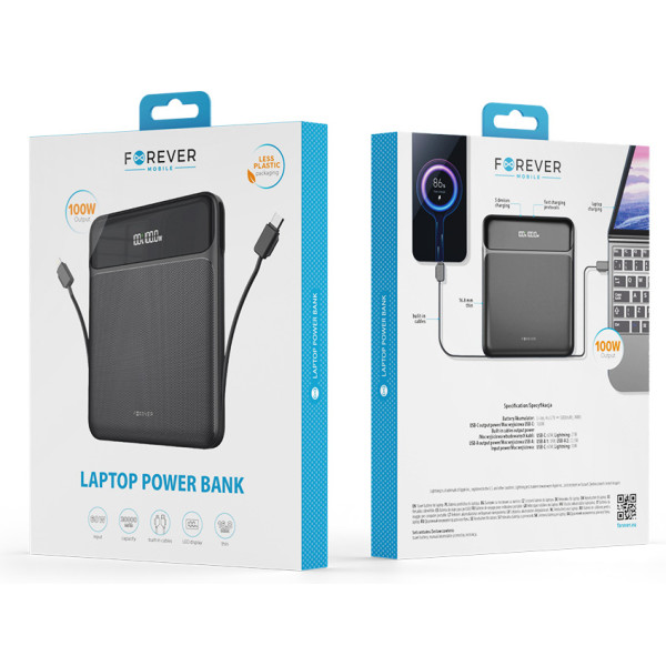 Фото - Батарея мобільна Forever power bank for laptop TB-200 100W 20000 mAh black