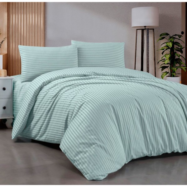 Фото - Комплект постільної білизни Zastelli Mint Stripe 145х210 Зелений (21702)