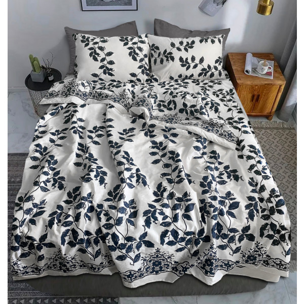 Фото - Комплект постельного белья Zastelli Синие листья на белом бязь 200х220 см синий (21693)