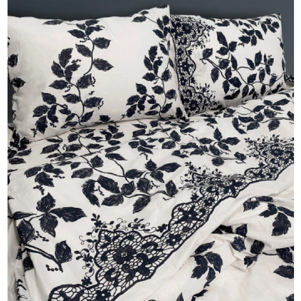 Фото - Комплект постельного белья Zastelli Синие листья на белом бязь 200х220 см синий (21693)