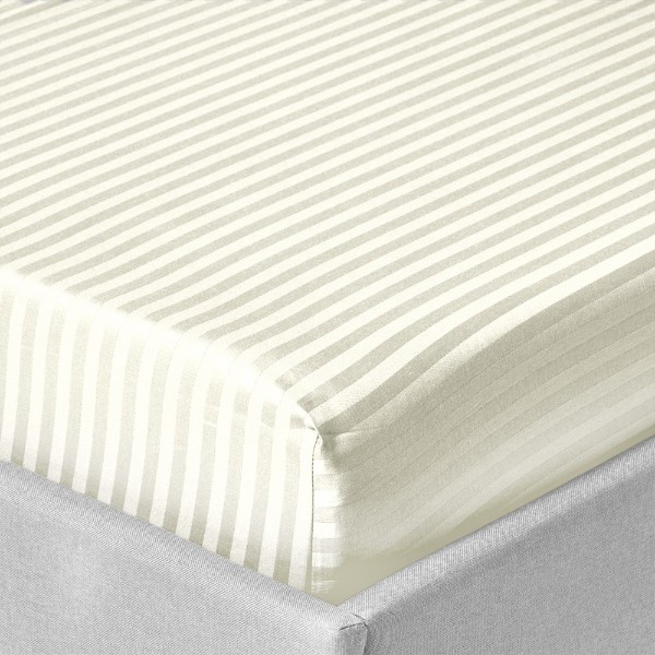 Фото - Простирадло односпальне Zastelli на резинці Ivory stripe полікоттон 100х200+20 см Айворі (21747)