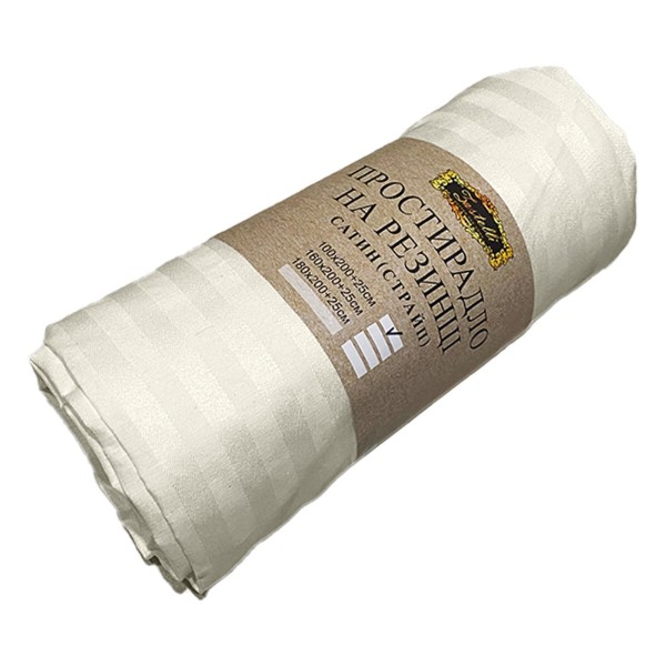 Фото - Простирадло односпальне Zastelli на резинці Ivory stripe полікоттон 100х200+20 см Айворі (21747)