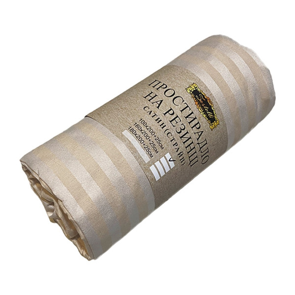 Фото - Простирадло двоспальне Zastelli на резинці Beige stripe полікоттон 160х200+20 см Бежеве (21750)