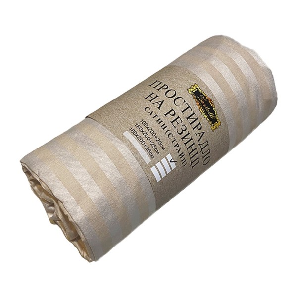 Фото - Простирадло односпальне Zastelli на резинці Beige stripe полікоттон 100х200+20 см Бежеве (21749)