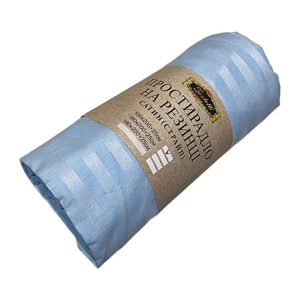 Фото - Простирадло двоспальне Zastelli на резинці Blue stripe полікоттон 160х200+20 см Блакитне (21751)